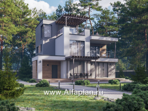 Превью проекта «"Балтийский бриз" - проект дома с плоской эксплуатируемой крышей, 4 спальни, панорамное остекление»