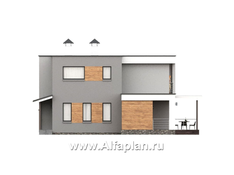 "Балтийский бриз" - проект дома с плоской крышей, 4 спальни, панорамное остекление, стиль минимализм - превью фасада дома