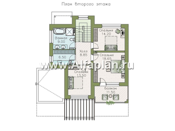 "Балтийский бриз" - проект дома с плоской крышей, 4 спальни, панорамное остекление, стиль минимализм - превью план дома