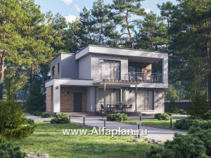 Превью проекта «"Балтийский бриз" - проект дома с плоской крышей, 4 спальни, панорамное остекление, стиль минимализм»